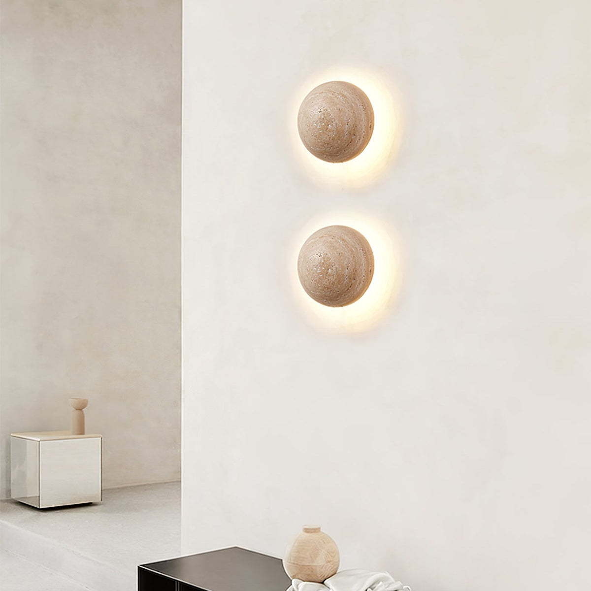 Vexael Minimalistische Wandleuchte aus gelbem Travertin