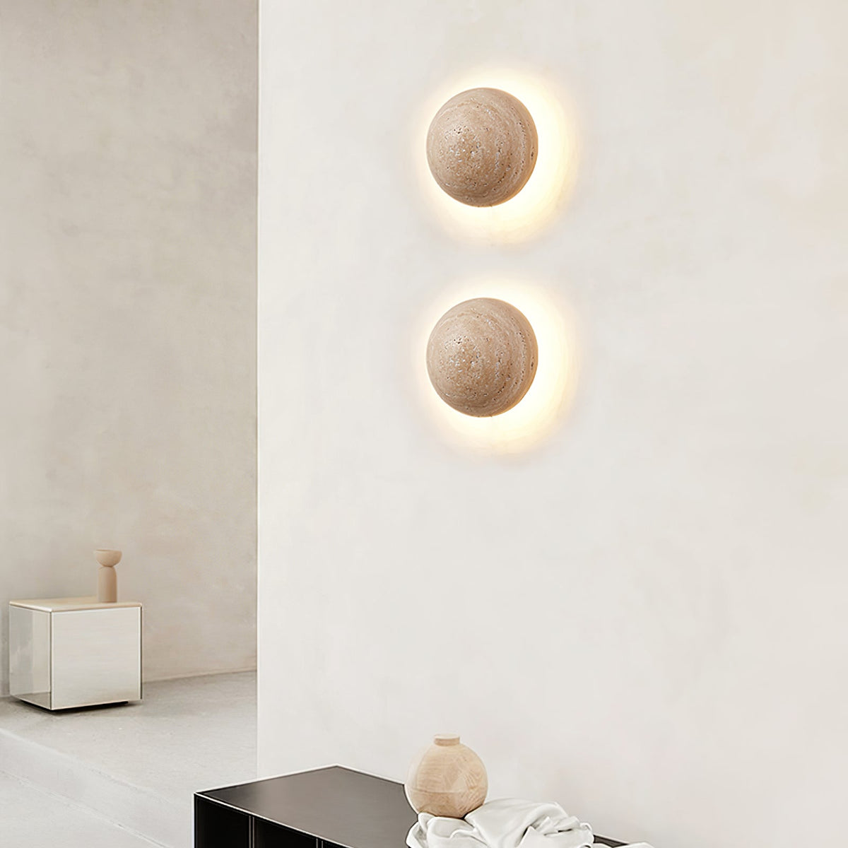 Vexael Minimalistische Wandleuchte aus gelbem Travertin