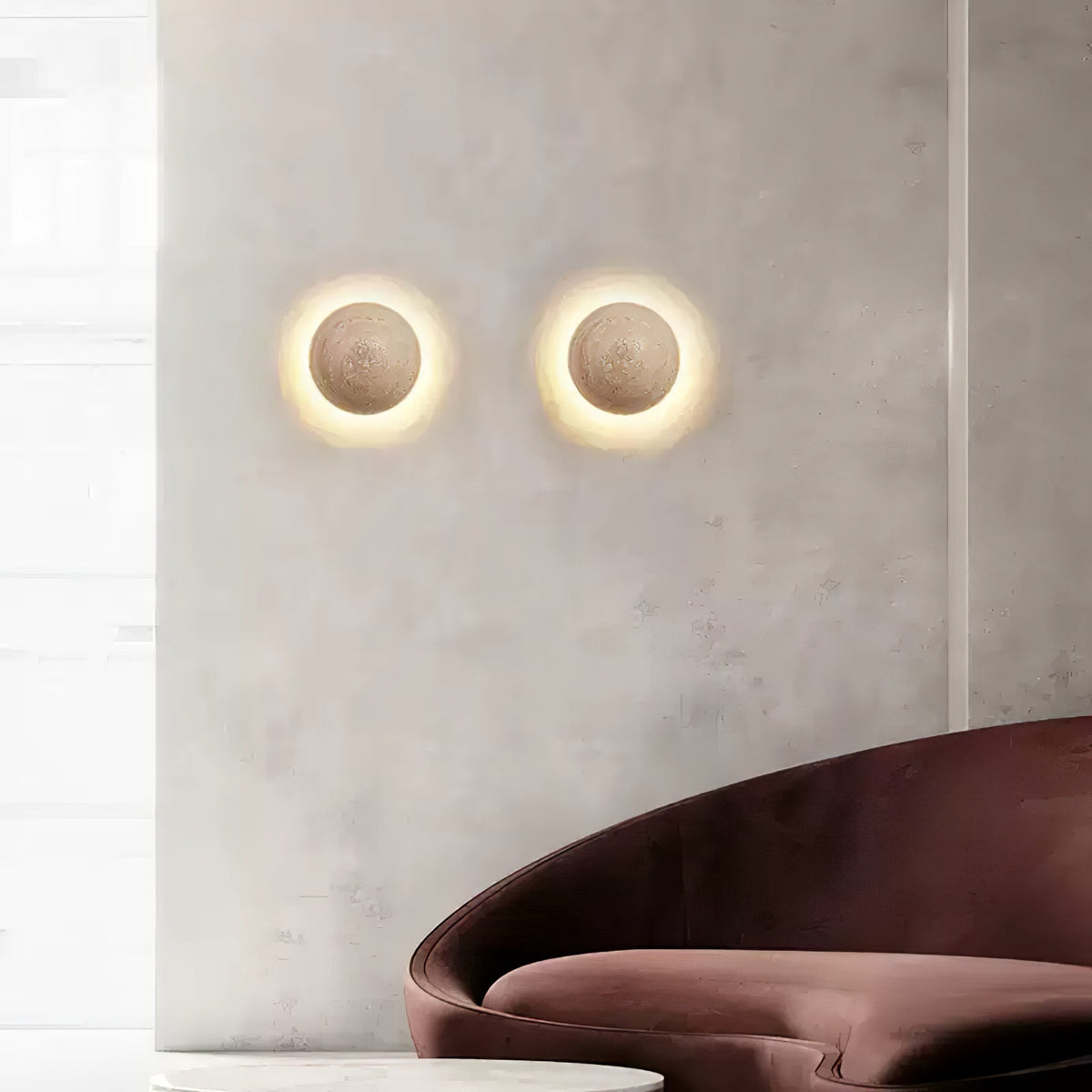 Vexael Minimalistische Wandleuchte aus gelbem Travertin