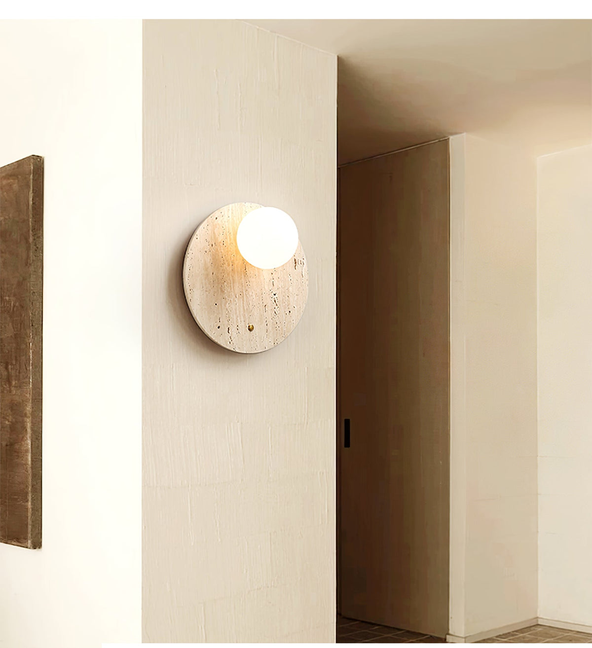 Aurevon Minimalistische Wandleuchte aus Gelbem Travertin