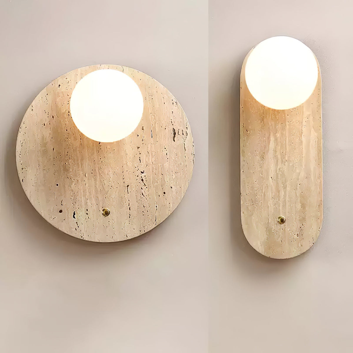 Aurevon Minimalistische Wandleuchte aus Gelbem Travertin
