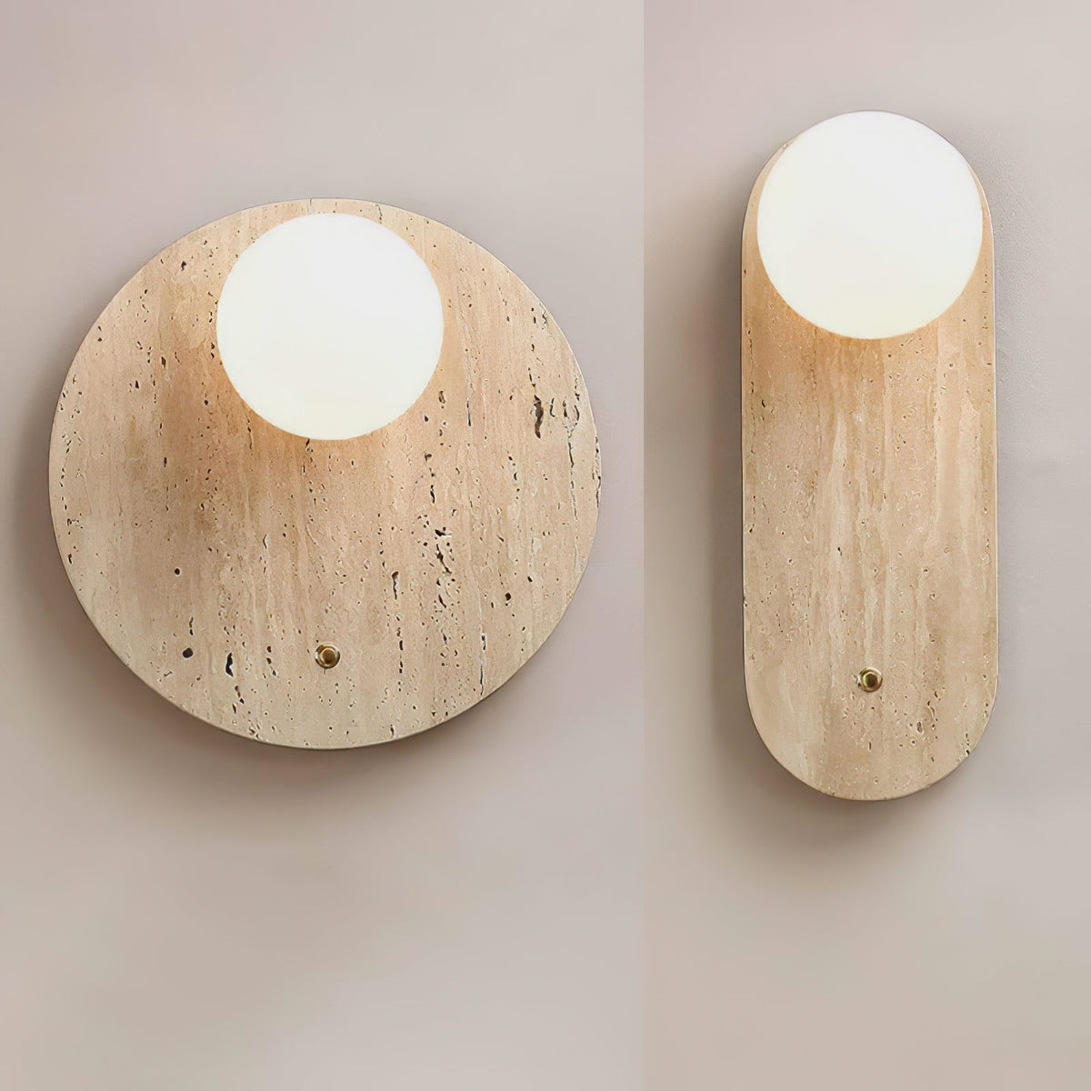 Aurevon Minimalistische Wandleuchte aus Gelbem Travertin