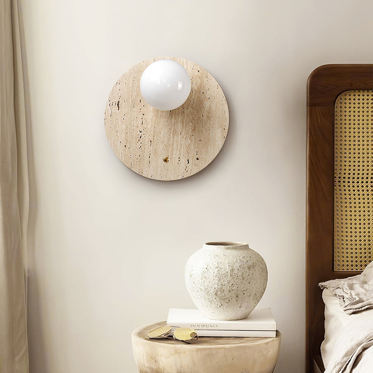 Aurevon Minimalistische Wandleuchte aus Gelbem Travertin