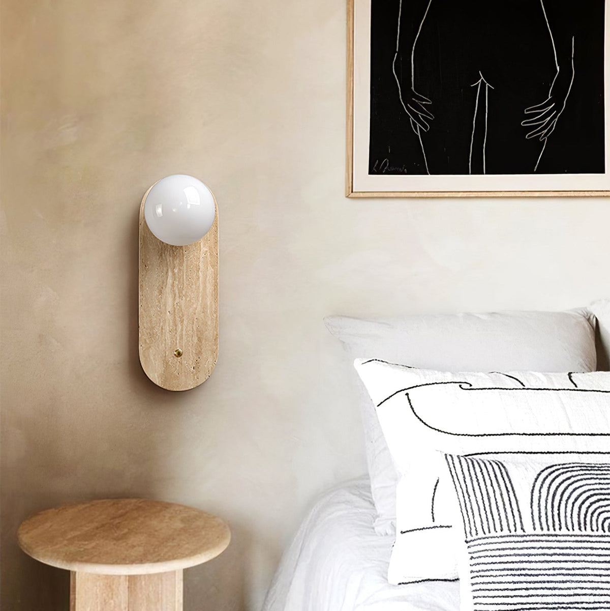 Aurevon Minimalistische Wandleuchte aus Gelbem Travertin