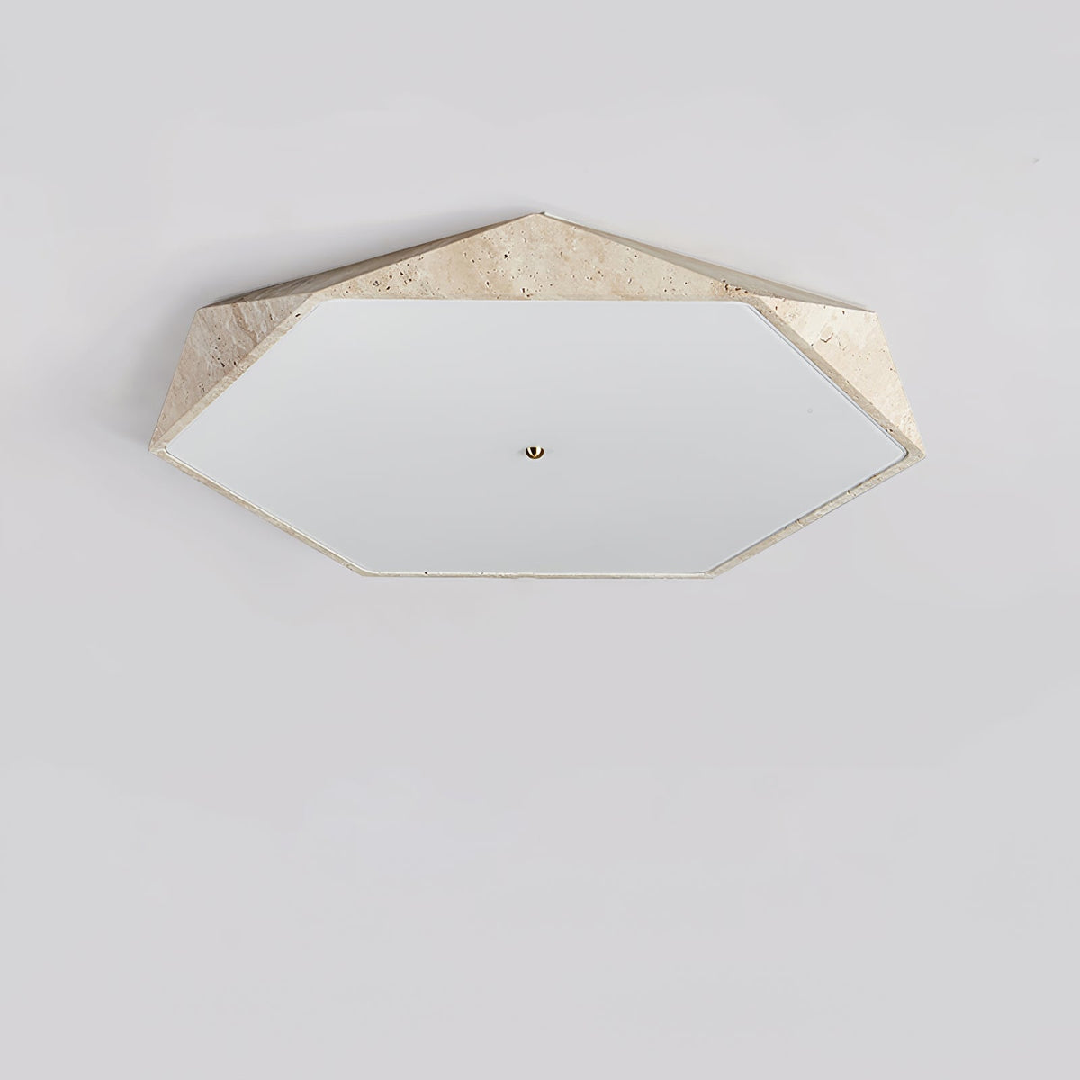 Hexagonale Deckenleuchte aus gelbem Travertin
