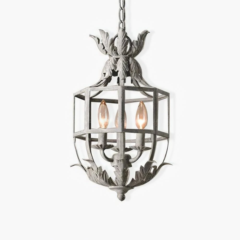Soraaine Kronleuchter Retro Cage Grau Kerzenlicht