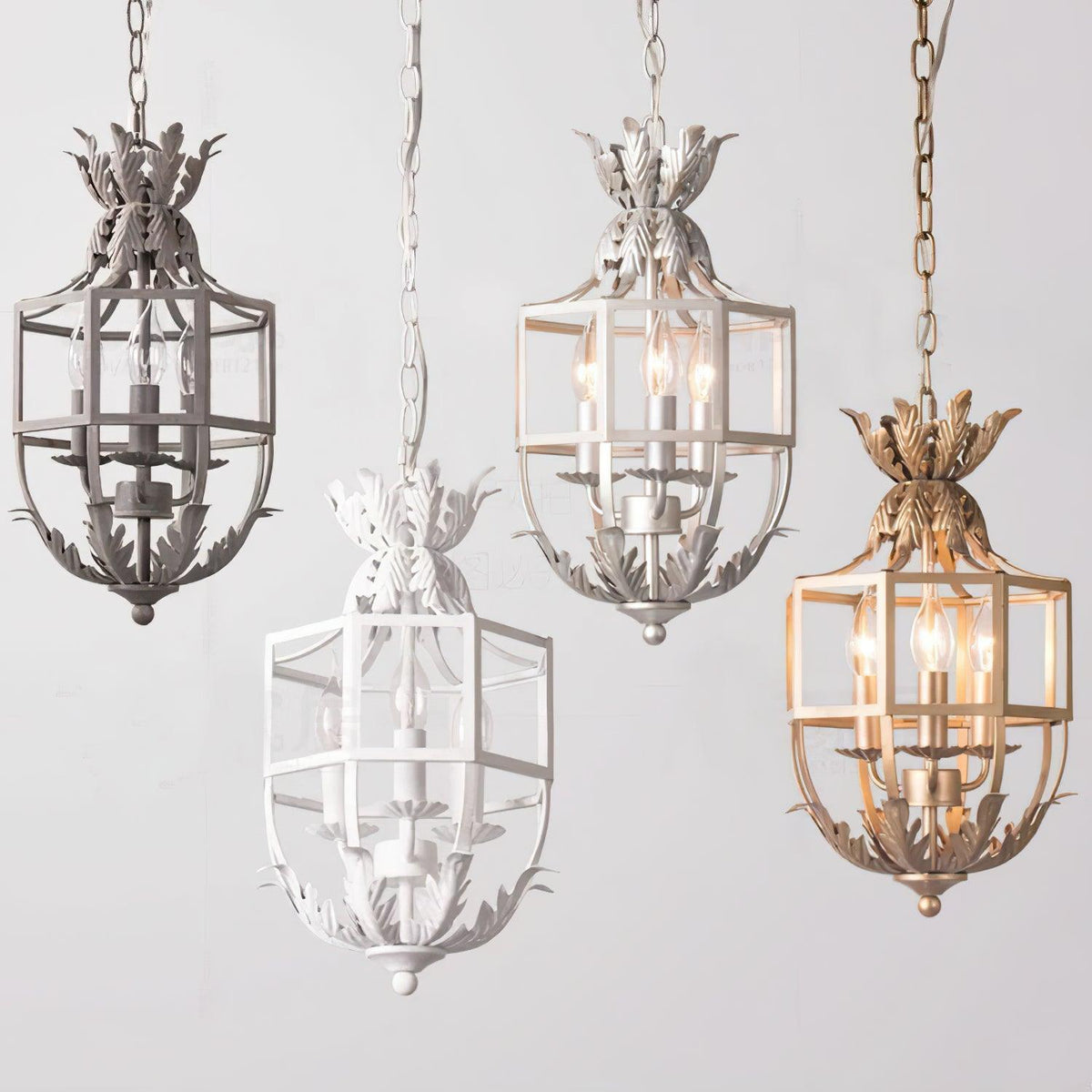 Soraaine Kronleuchter Retro Cage Grau Kerzenlicht