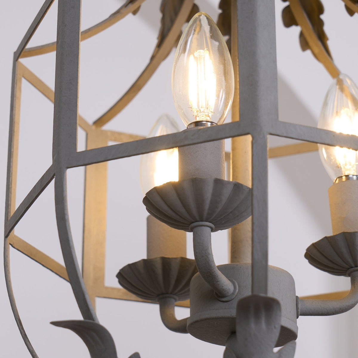 Soraaine Kronleuchter Retro Cage Grau Kerzenlicht