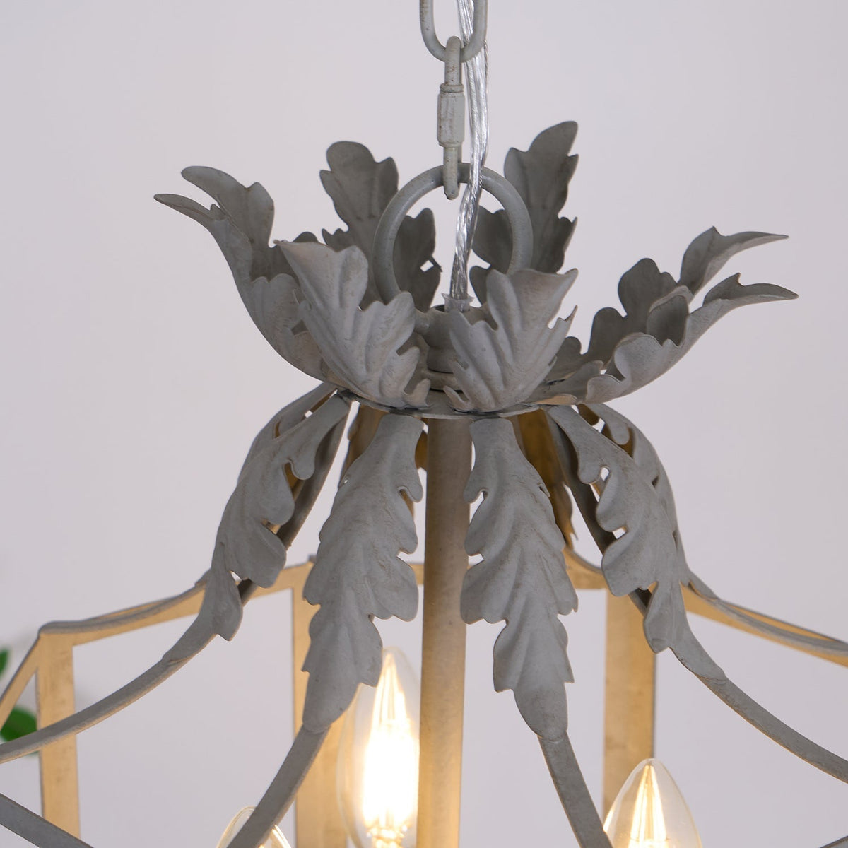 Soraaine Kronleuchter Retro Cage Grau Kerzenlicht