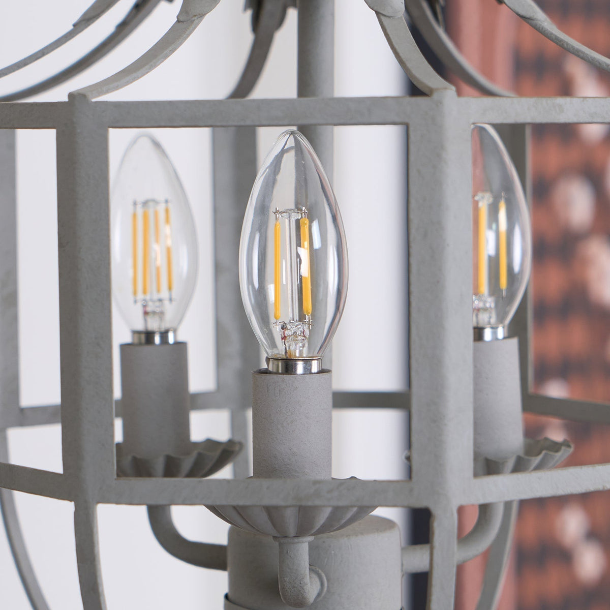 Soraaine Kronleuchter Retro Cage Grau Kerzenlicht