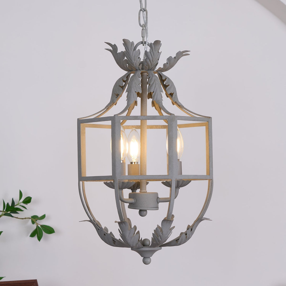 Soraaine Kronleuchter Retro Cage Grau Kerzenlicht