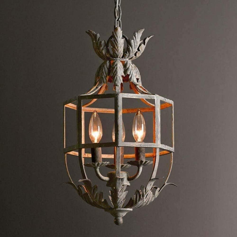 Soraaine Kronleuchter Retro Cage Grau Kerzenlicht