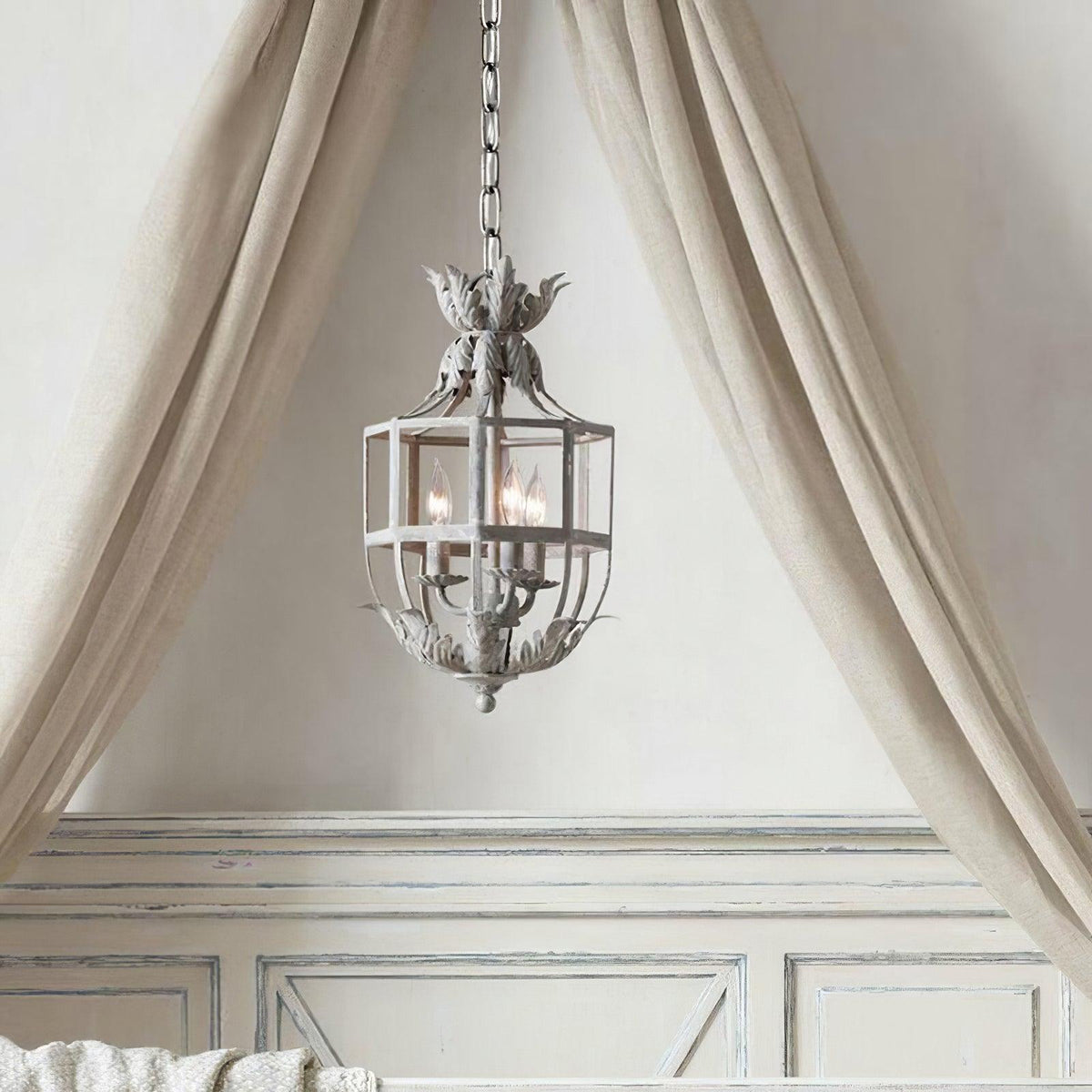 Soraaine Kronleuchter Retro Cage Grau Kerzenlicht