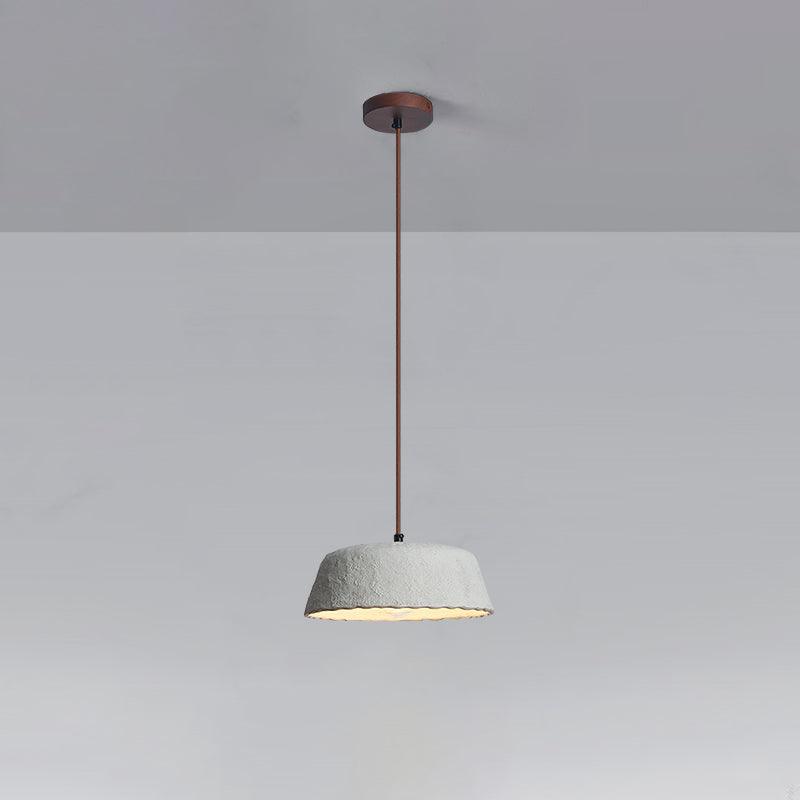Stone zeitgenössische Pendelleuchte aus Holz in Grau-Keramik und dunklem Holz