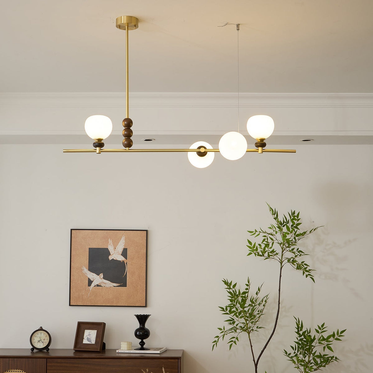 Sylivia Pendelleuchte aus Holz im Vintage-Stil
