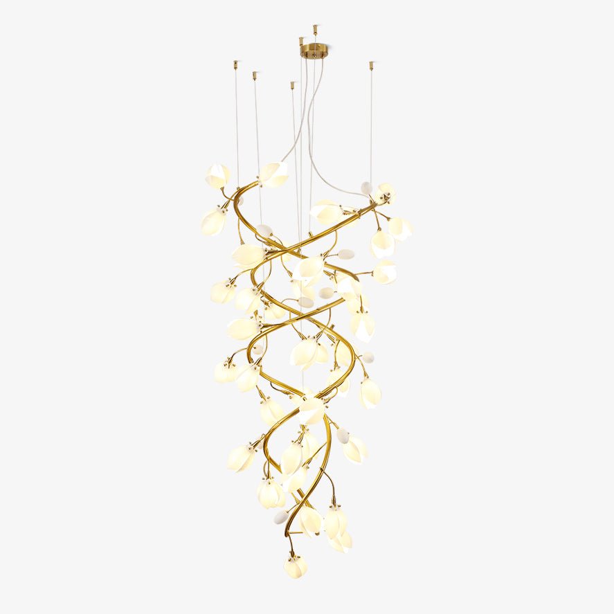 Evene Spiral-Kronleuchter aus Keramik in Messing