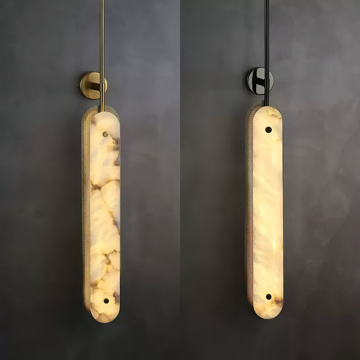 Ilaeir vertikale Pendelleuchte aus Alabaster in Kieselsteinform