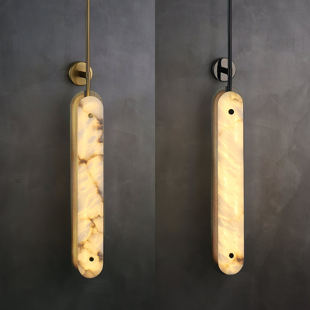 Ilaeir vertikale Pendelleuchte aus Alabaster in Kieselsteinform