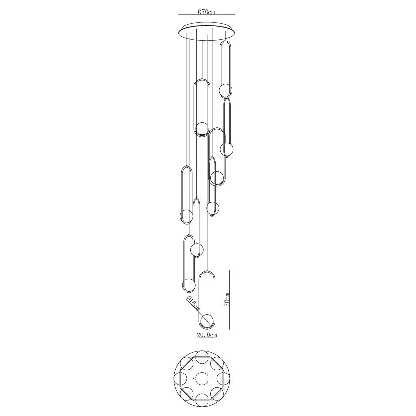 Cyvora Kronleuchter zeitgenössische minimalistische Kronleuchte aus Glas in Kombination