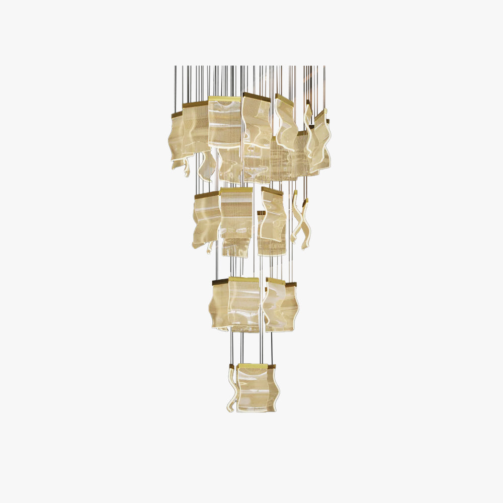 Kristy Industrial Kronleuchter Wave Metall Gold Schlaf/Wohnzimmer