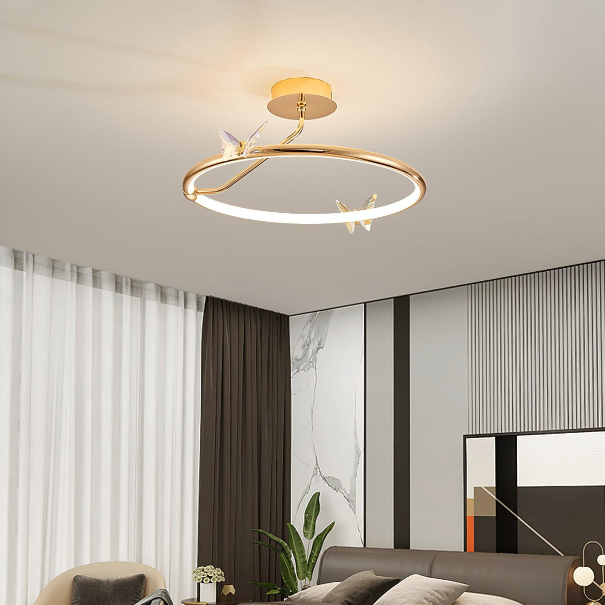 Cyrelel Deckenleuchte Magic Butterfly Kristallakzente LED-Ring