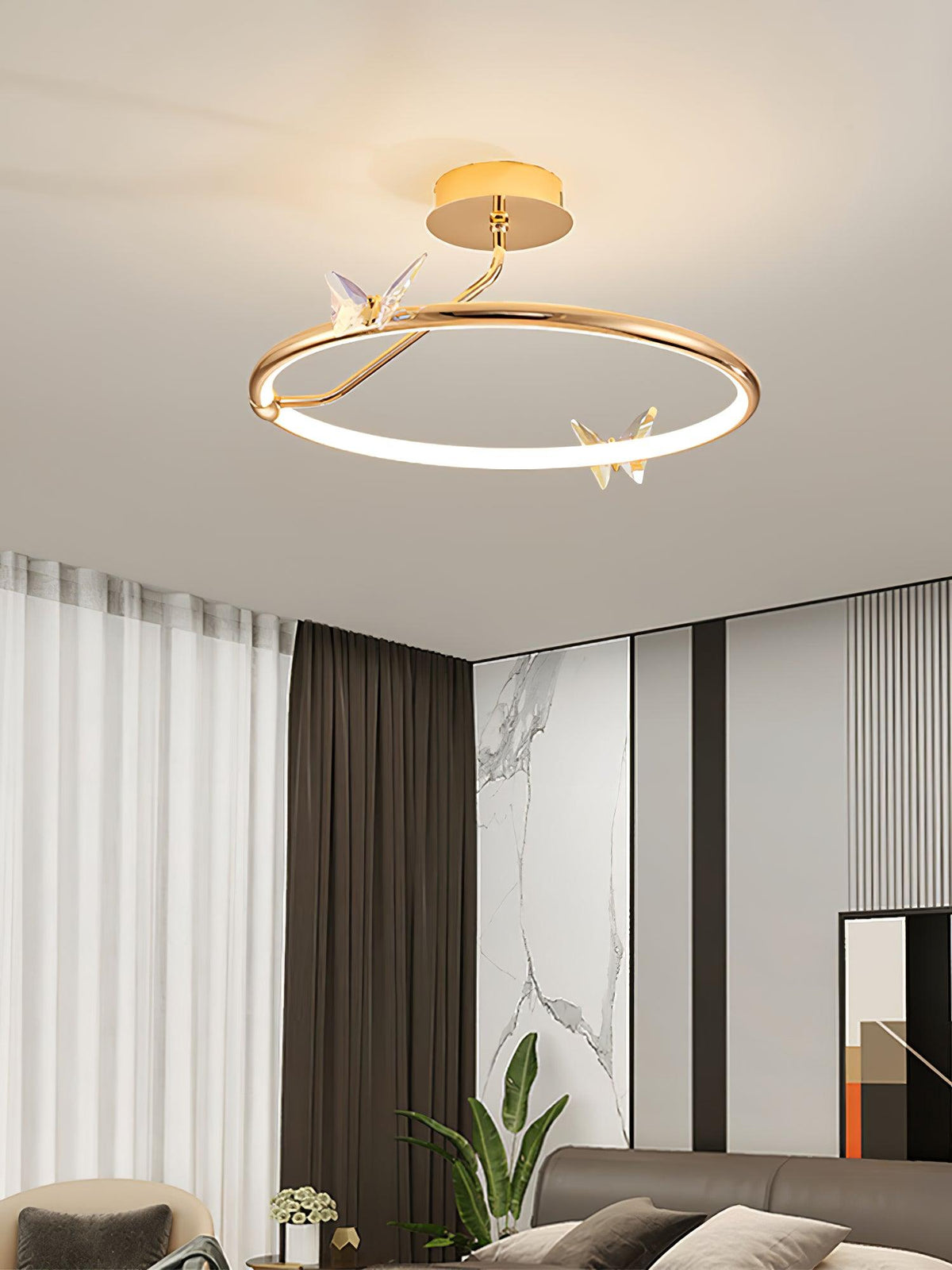 Cyrelel Deckenleuchte Magic Butterfly Kristallakzente LED-Ring