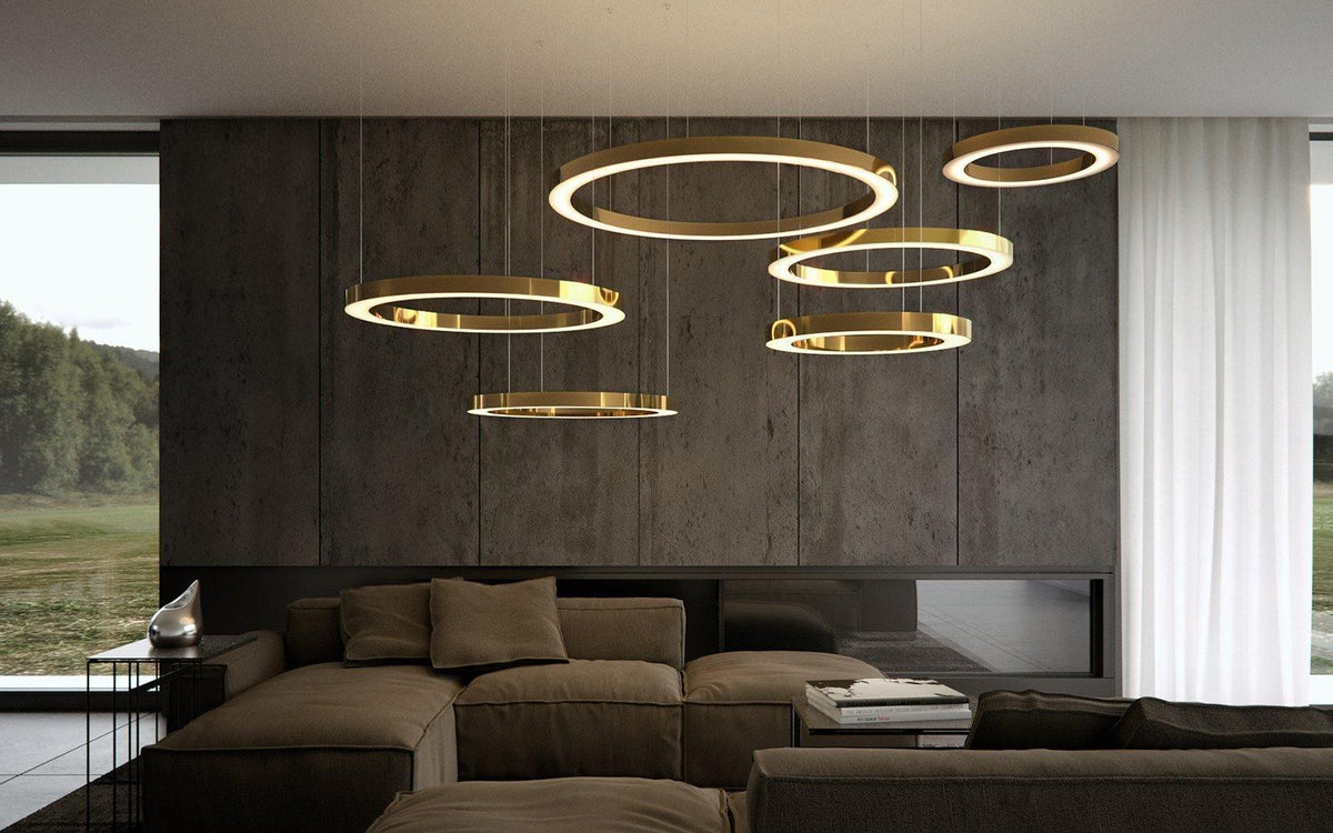 Dexlin Pendelleuchte LED-Ring Gold modern 3-Ring
