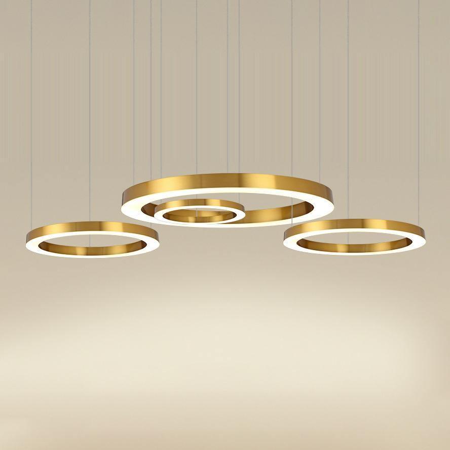 Dexlin Pendelleuchte LED-Ring Gold modern 3-Ring