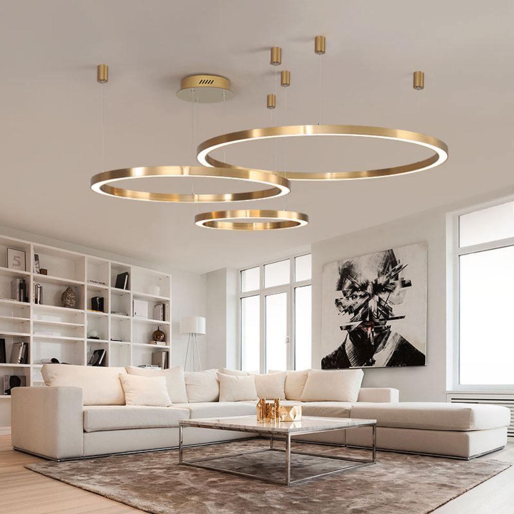 Dexlin Pendelleuchte LED-Ring Gold modern 3-Ring