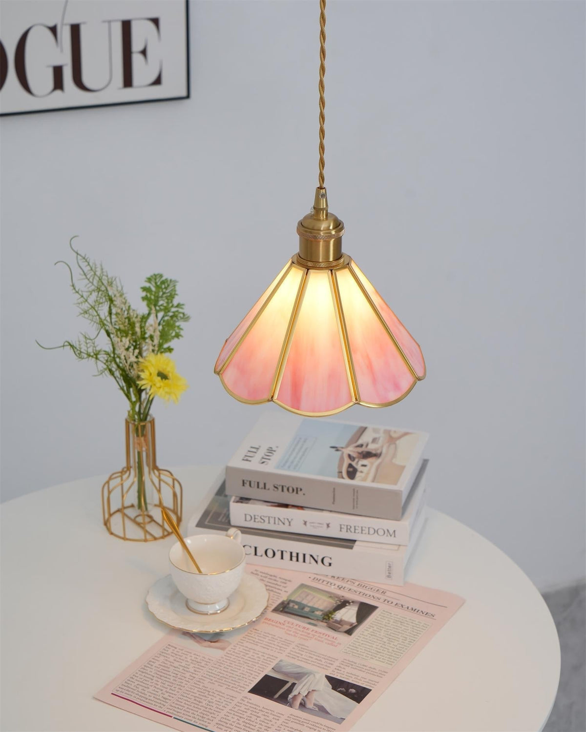 Lione Pink Stained Glas Pendelleuchte