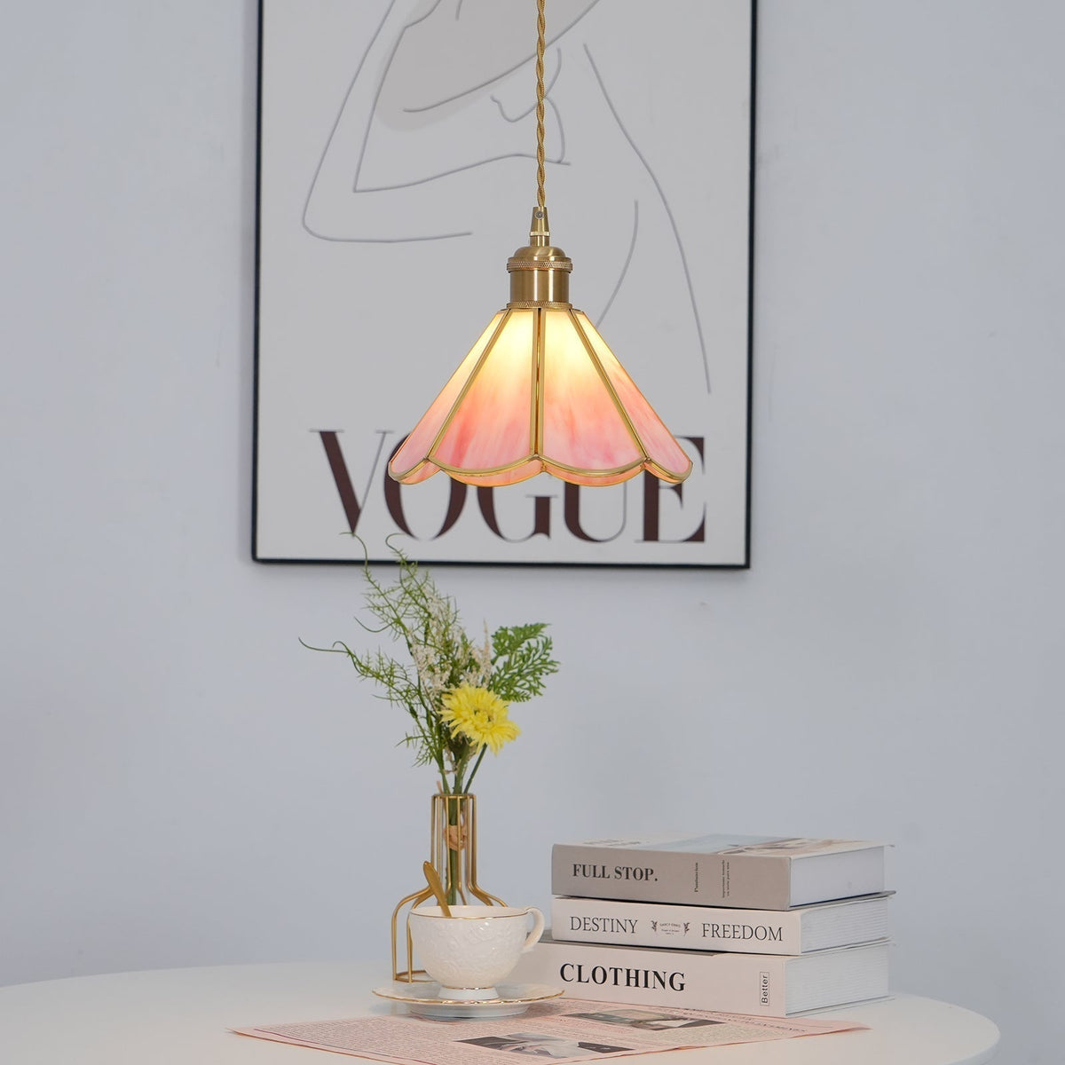 Lione Pink Stained Glas Pendelleuchte