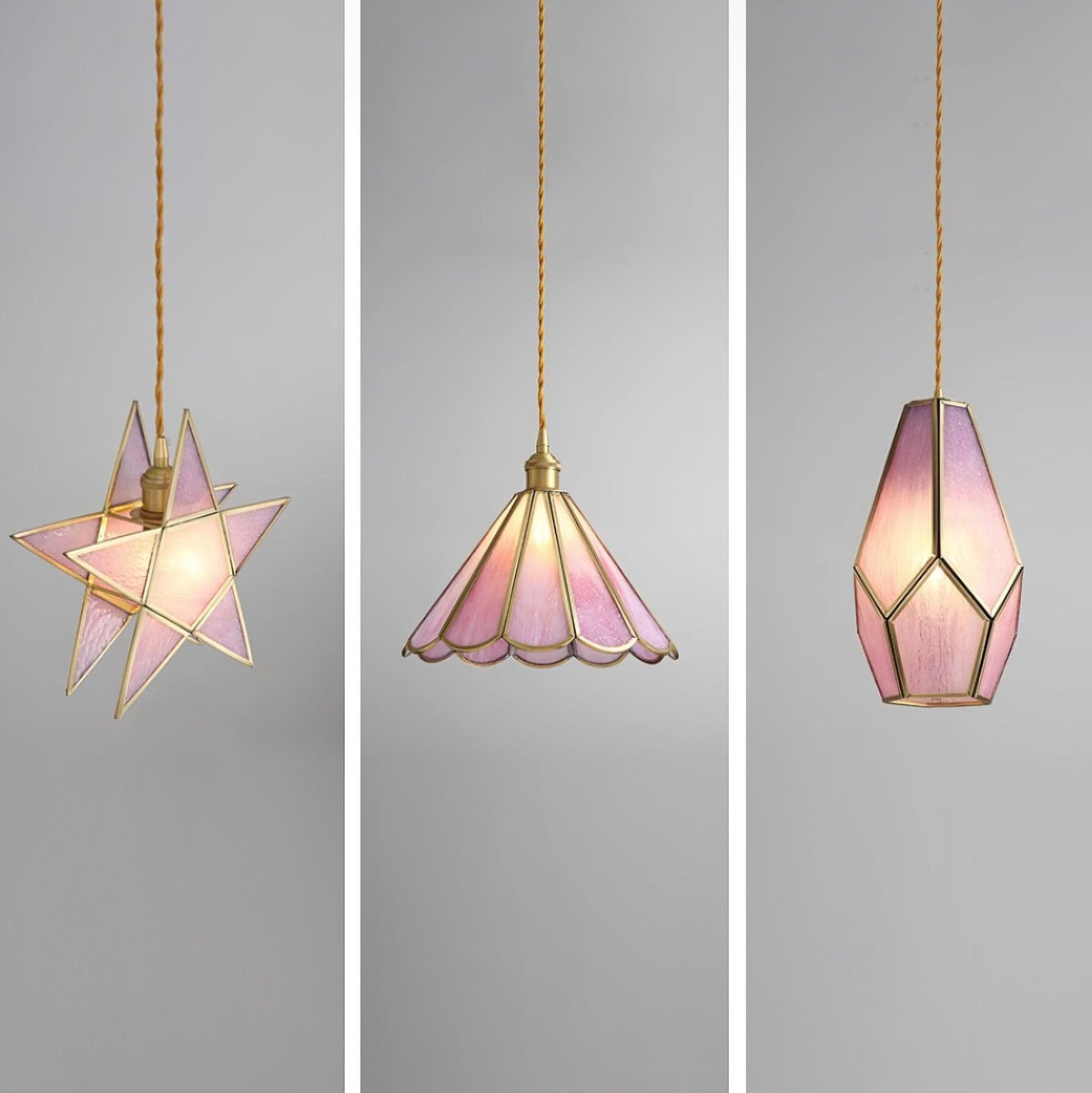 Lione Pink Stained Glas Pendelleuchte