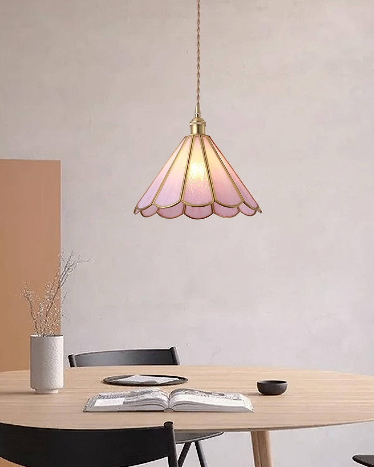 Lione Pink Stained Glas Pendelleuchte