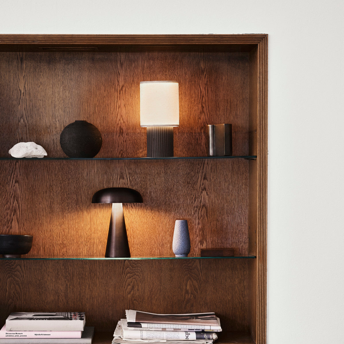 Calelelia Tischlampe Braun Flutiertes Minimalistisch Schlafzimmer | Cielum