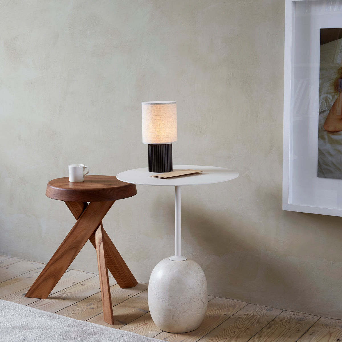 Calelelia Tischlampe Braun Flutiertes Minimalistisch Schlafzimmer | Cielum