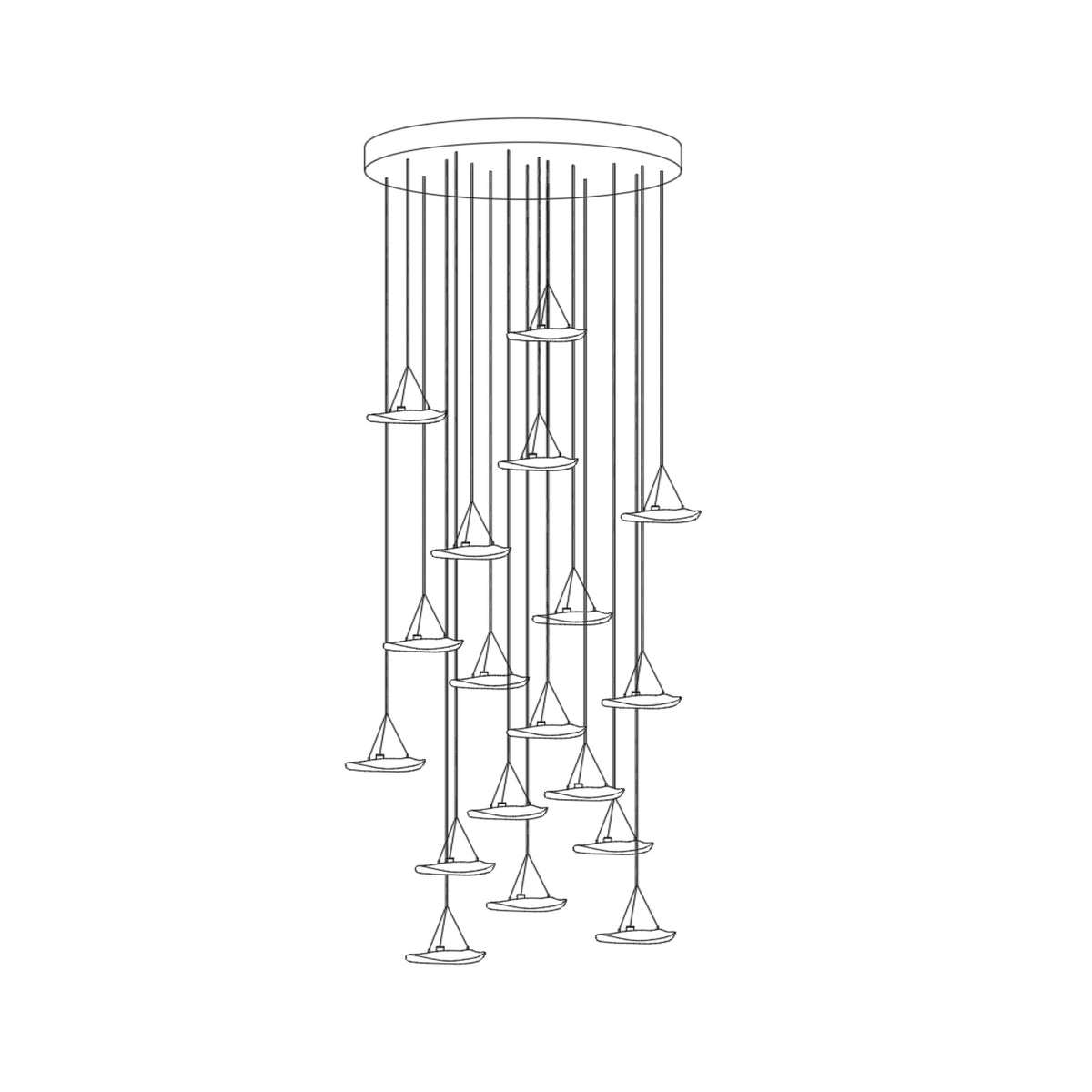 Glacial Kronleuchter „ Float Cascade“ aus Glas