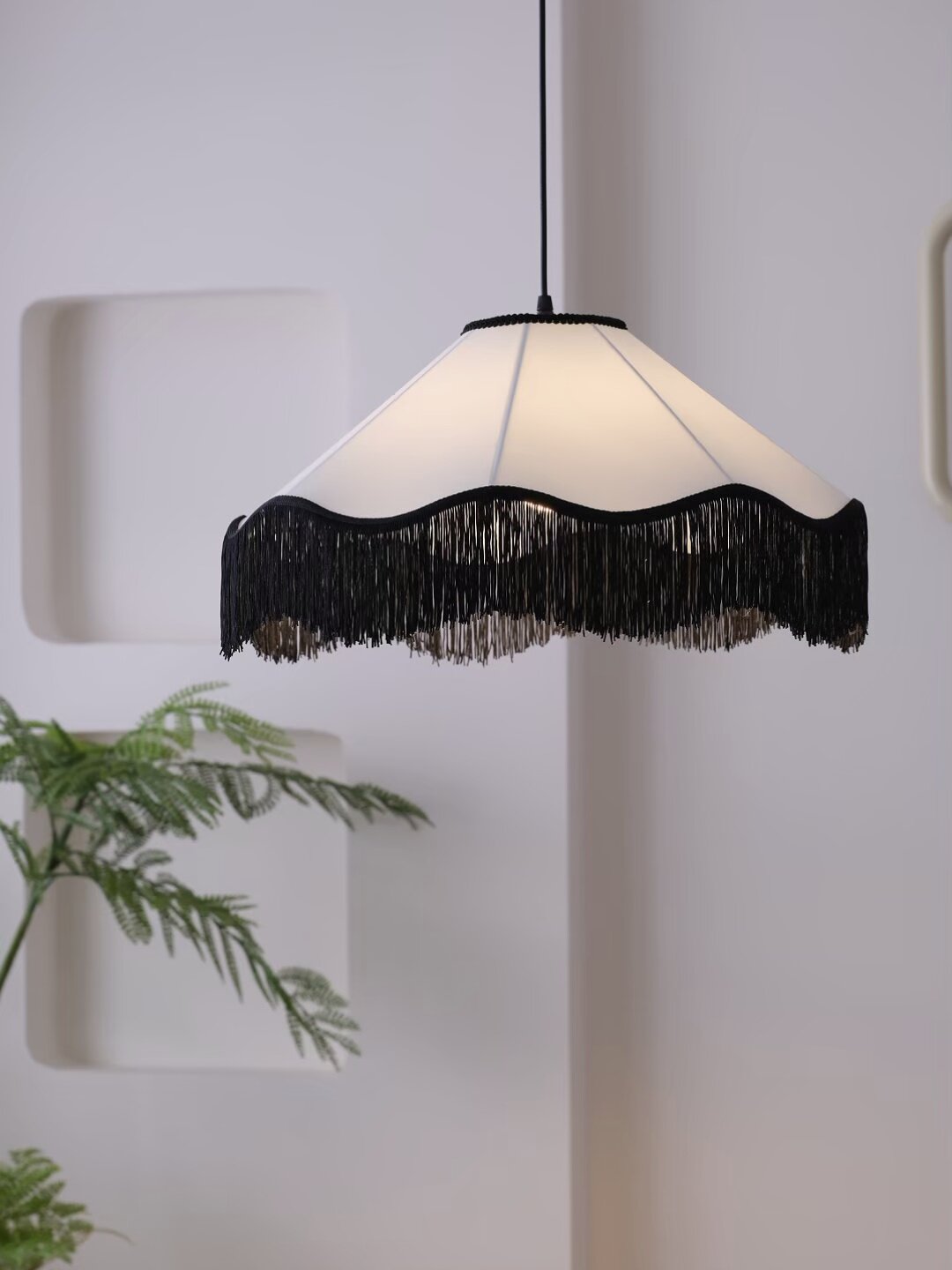 Elmsford Stoff-Pendelleuchte mit Quasten