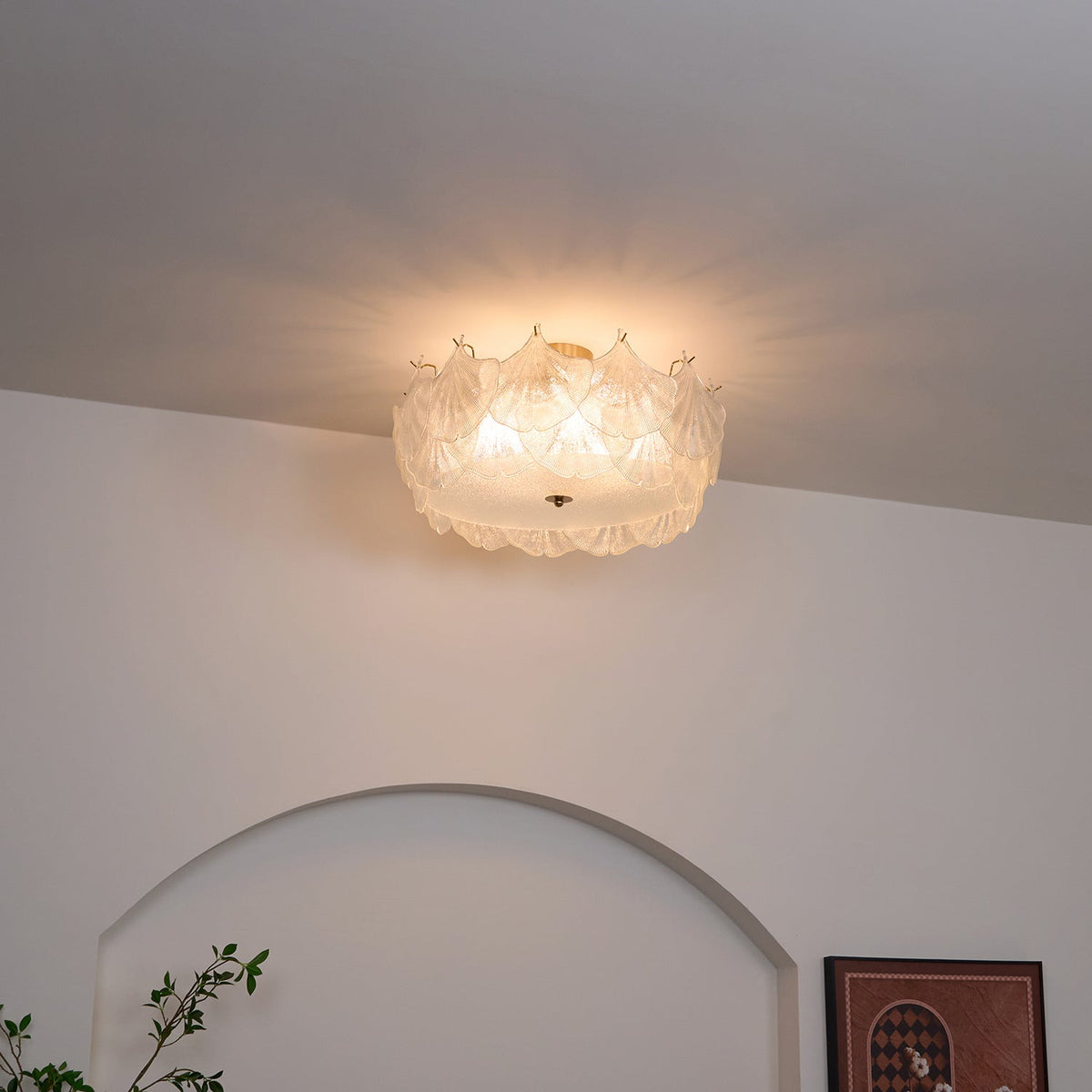 Quineth Deckenleuchte aus Glas in Blatt-Cluster-Form