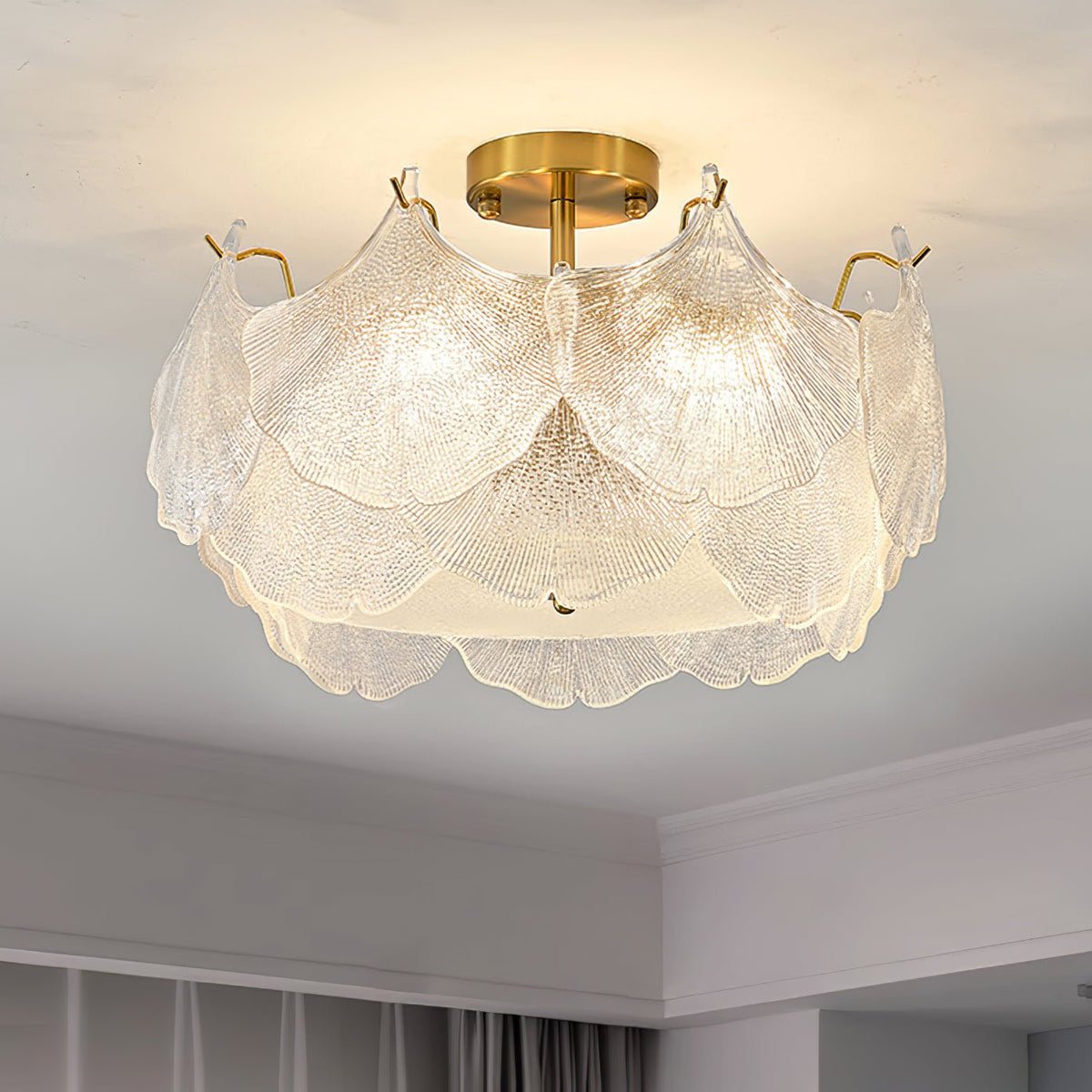 Quineth Deckenleuchte aus Glas in Blatt-Cluster-Form