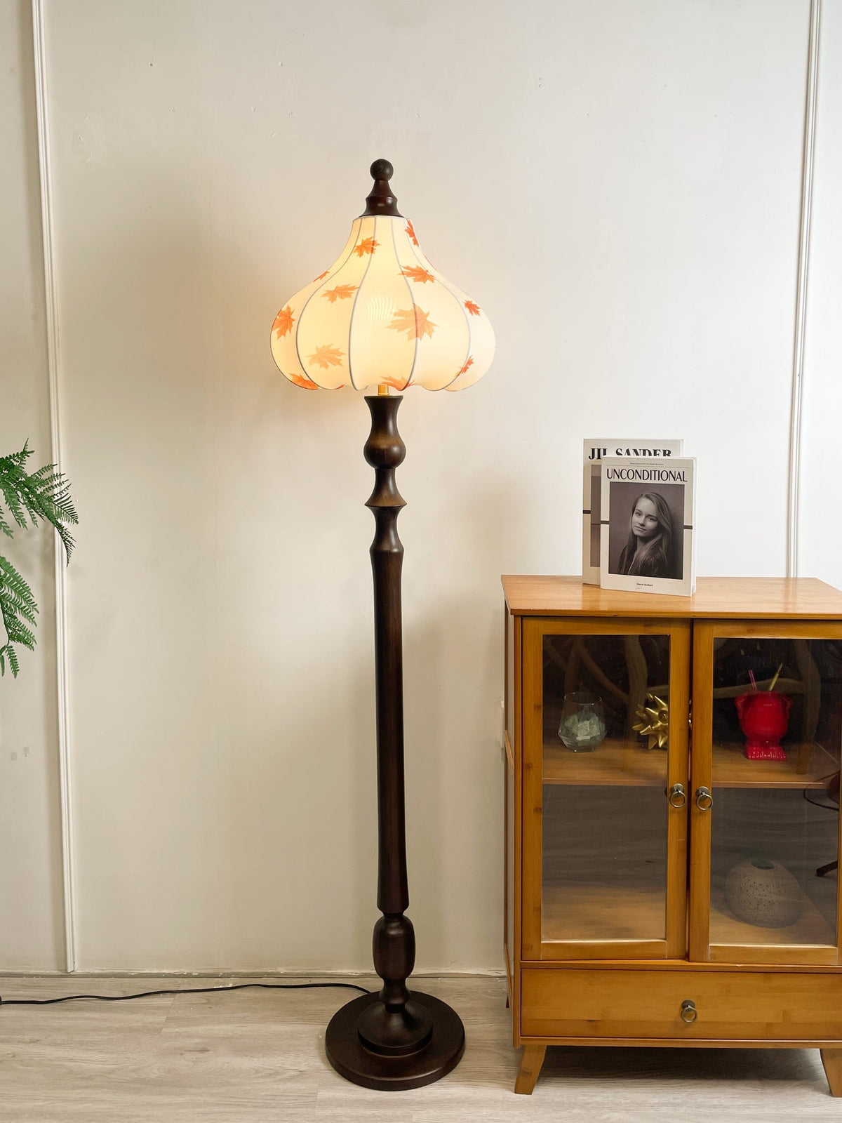Maplen Holz-Stoff-Vintage-Stehleuchte