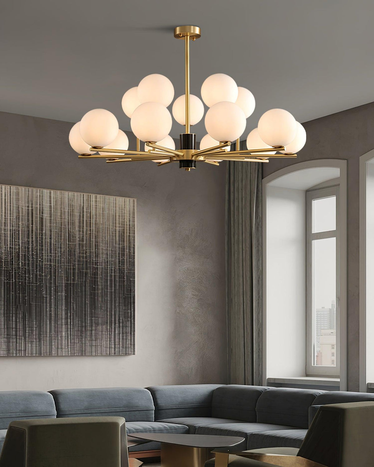 Covynel Kronleuchter aus Messing im Mid-Century-Stil