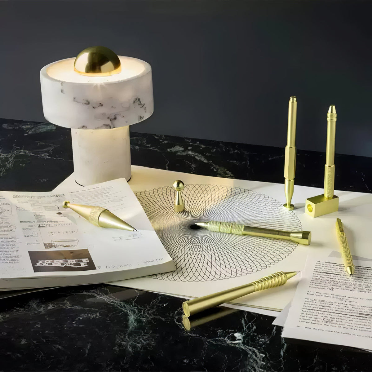 Petoaine Tischlampe aus Marmor mit Aura-Effekt