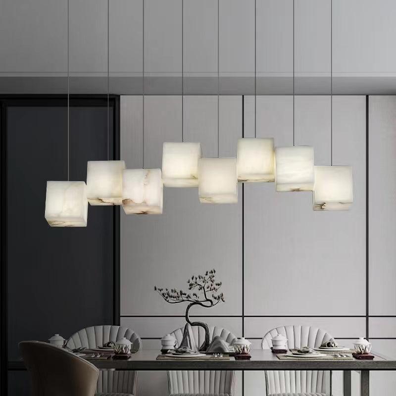 Develo Kronleuchter Minimalistische Alabaster-Pendelleuchte in linearer Form