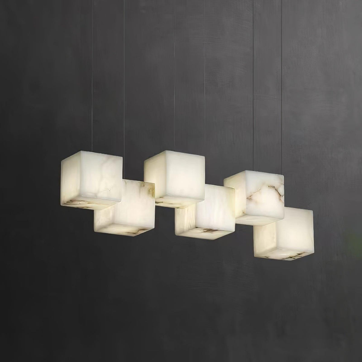 Develo Kronleuchter Minimalistische Alabaster-Pendelleuchte in linearer Form