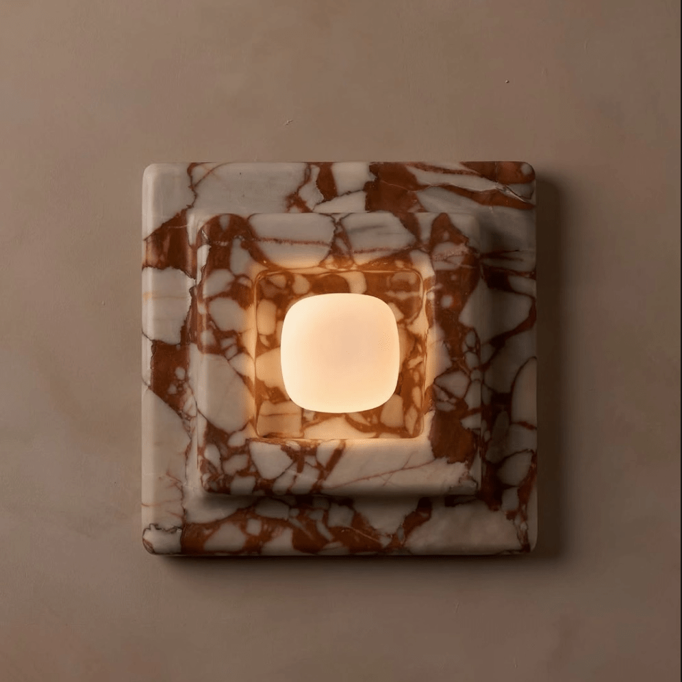 Ziv Wandleuchte aus Marmor in quadratischer Form mit mehreren Schichten