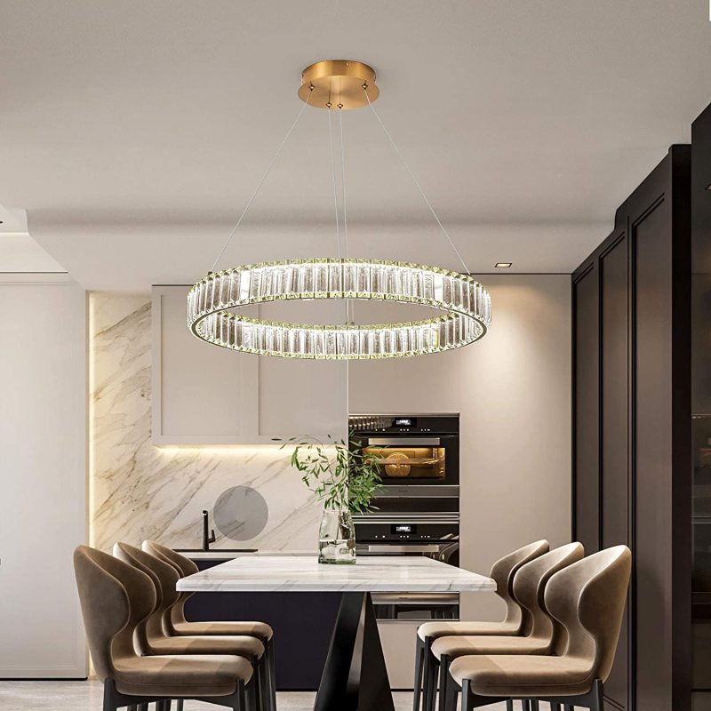 Kristy LED Eleganter Rund Kristall Kronleuchter, Klar, Wohnzimmer