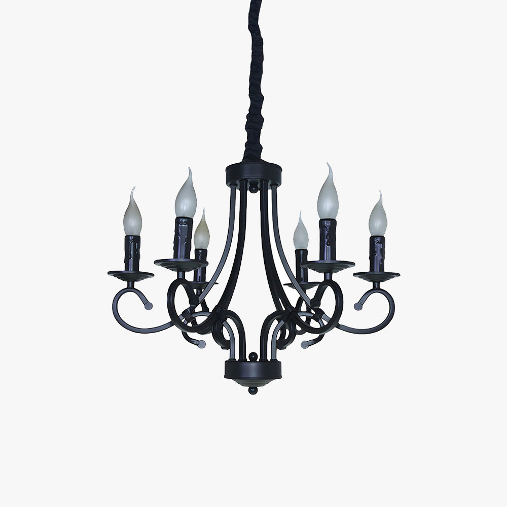 Kristy Vintage LED Kronleuchter Schwarz Metall Schlaf/Wohnzimmer