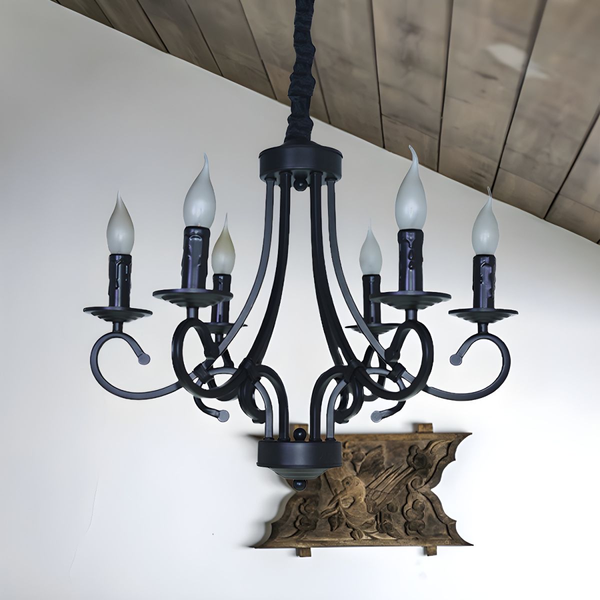 Kristy Vintage LED Kronleuchter Schwarz Metall Schlaf/Wohnzimmer