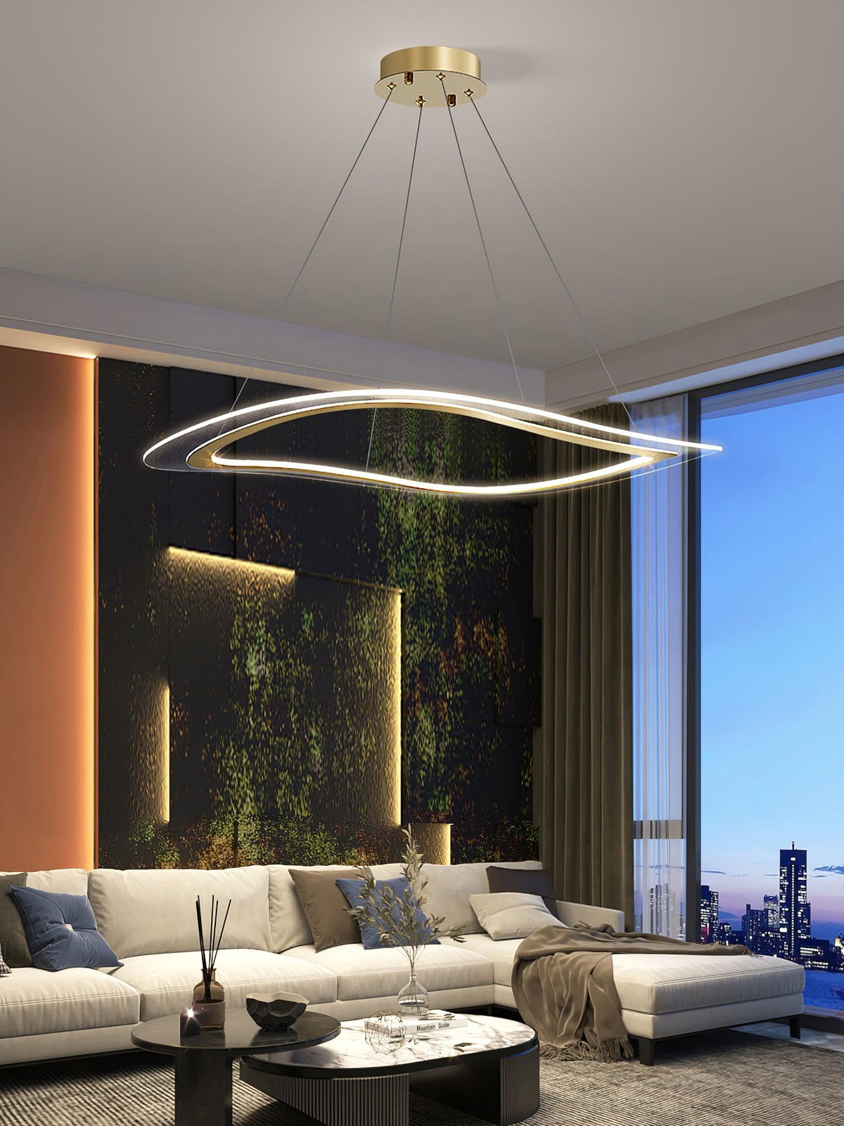 Soleleon Kronleuchter aus Acryl in Gold modern