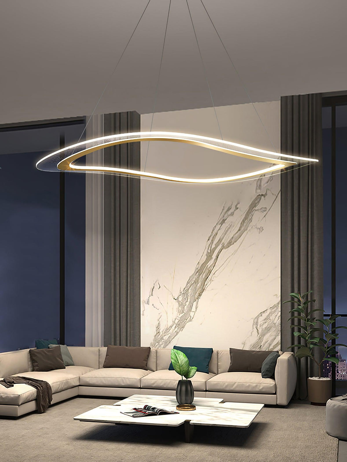 Soleleon Kronleuchter aus Acryl in Gold modern